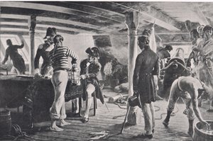 Nelson wysyła swoje historyczne przesłanie do Kopenhagi, ilustracja z „Brytyjskich bitew na lądzie i morzu”, wydanej przez Cassell, Londyn, ok. 1910